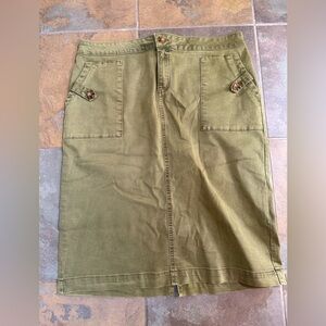 Women's Est. 1946 Denim Skirt - Size 16 - Green Knee length